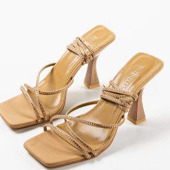 Sandale cu toc Park Bej 5