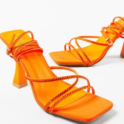 Sandale cu toc Park Portocalii 6