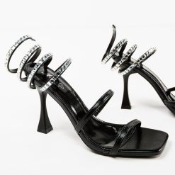 Sandale cu toc Poroini Negre 5