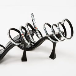 Sandale cu toc Poroini Negre 7