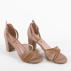 Sandale cu toc Stacey Aurii 6