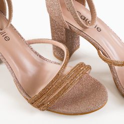 Sandale cu toc Stacey Aurii 7