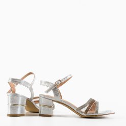 Sandale cu toc Sunbell Argintii 4