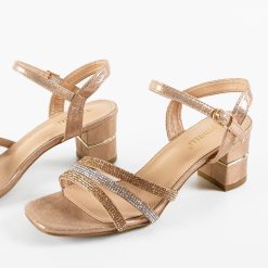 Sandale cu toc Sunbell Aurii 2 4