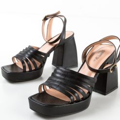 Sandale cu toc Tago Negre 5