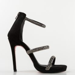 Sandale cu toc Ygna Negre 4