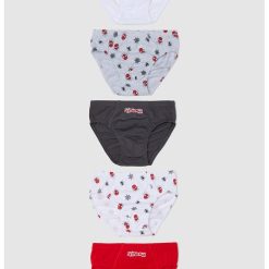 Set de chiloti din bumbac cu imprimeu Spider-Man - 5 Perechi - Rosu - Negru - Gri --BAIETI/IMBRACAMINTE/Lenjerie intima-IMBRACAMINTE/Lenjerie intima