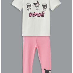 Set de colanti si tricou cu imprimeu - 2 Piese-FETE/IMBRACAMINTE/Seturi de imbracaminte-IMBRACAMINTE/Seturi de imbracaminte