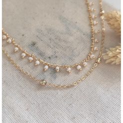 Set de colier din alama si bratara cu cristale - 2 piese-FEMEI/GENTI SI ACCESORII/Bijuterii-GENTI SI ACCESORII/Bijuterii