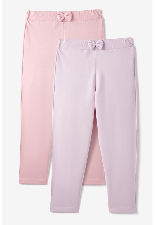 Set de pantaloni din bumbac cu detaliu funda - 2 Perechi-FETE/IMBRACAMINTE/Blugi-IMBRACAMINTE/Blugi