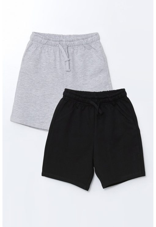 Set de pantaloni scurti cu model uni si snur de ajustare - 2 perechi-BAIETI/IMBRACAMINTE/Sorturi-IMBRACAMINTE/Sorturi
