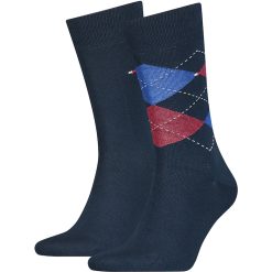 Set de sosete elastice cu model uni si in carouri - 2 perechi-BARBATI/IMBRACAMINTE/Dresuri si sosete-IMBRACAMINTE/Dresuri si sosete