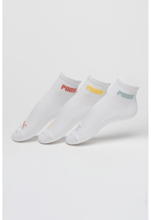 Set de sosete scurte unisex cu logo contrastant - 3 perechi-FEMEI/IMBRACAMINTE/Dresuri si sosete-IMBRACAMINTE/Dresuri si sosete