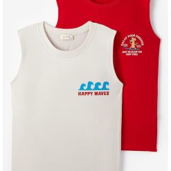 Set de top-uri cu imprimeu grafic - 2 piese-BAIETI/IMBRACAMINTE/Tricouri si maiouri-IMBRACAMINTE/Tricouri si maiouri
