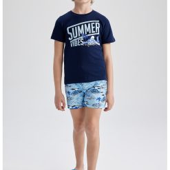 Set de tricou cu imprimeu si pantaloni scurti - 2 piese-BAIETI/IMBRACAMINTE/Seturi de imbracaminte-IMBRACAMINTE/Seturi de imbracaminte