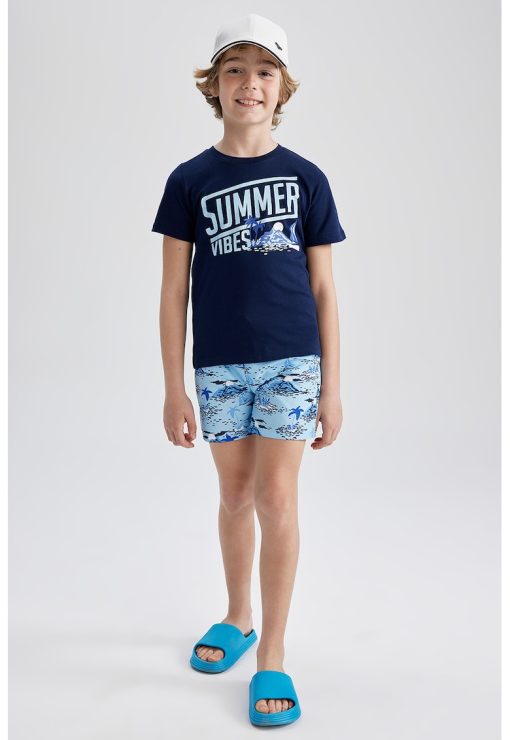 Set de tricou cu imprimeu si pantaloni scurti - 2 piese-BAIETI/IMBRACAMINTE/Seturi de imbracaminte-IMBRACAMINTE/Seturi de imbracaminte