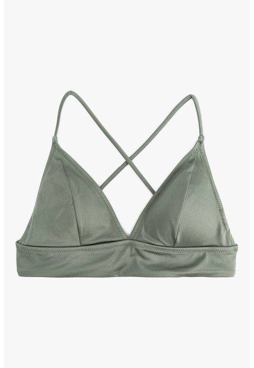 Sutien de baie cu cupe triunghiulare si aspect satinat-FEMEI/IMBRACAMINTE/Costume de baie-IMBRACAMINTE/Costume de baie
