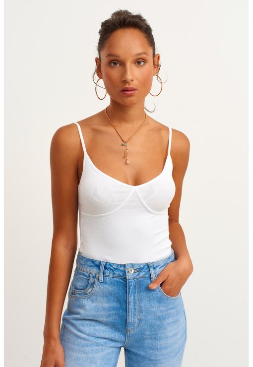 Top slim-fit cu bretele subtiri-FEMEI/IMBRACAMINTE/Tricouri si maiouri-IMBRACAMINTE/Tricouri si maiouri