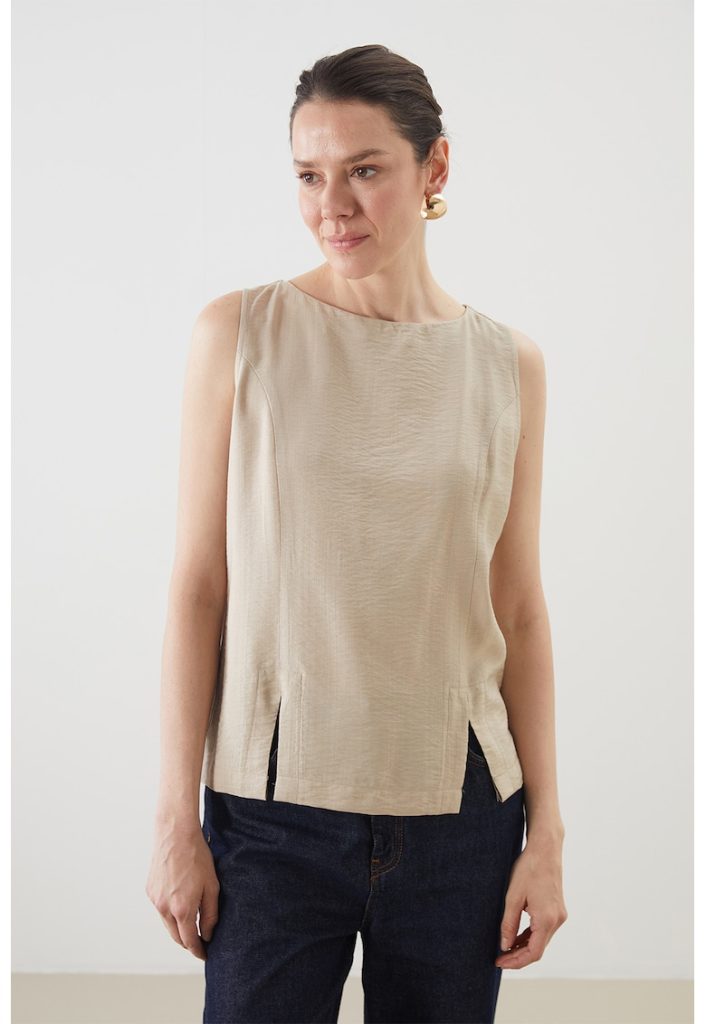 Top slim fit cu slituri-FEMEI/IMBRACAMINTE/Bluze-IMBRACAMINTE/Bluze