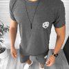 Trening barbati gri pantaloni + tricou 11701  D10-3-Trening