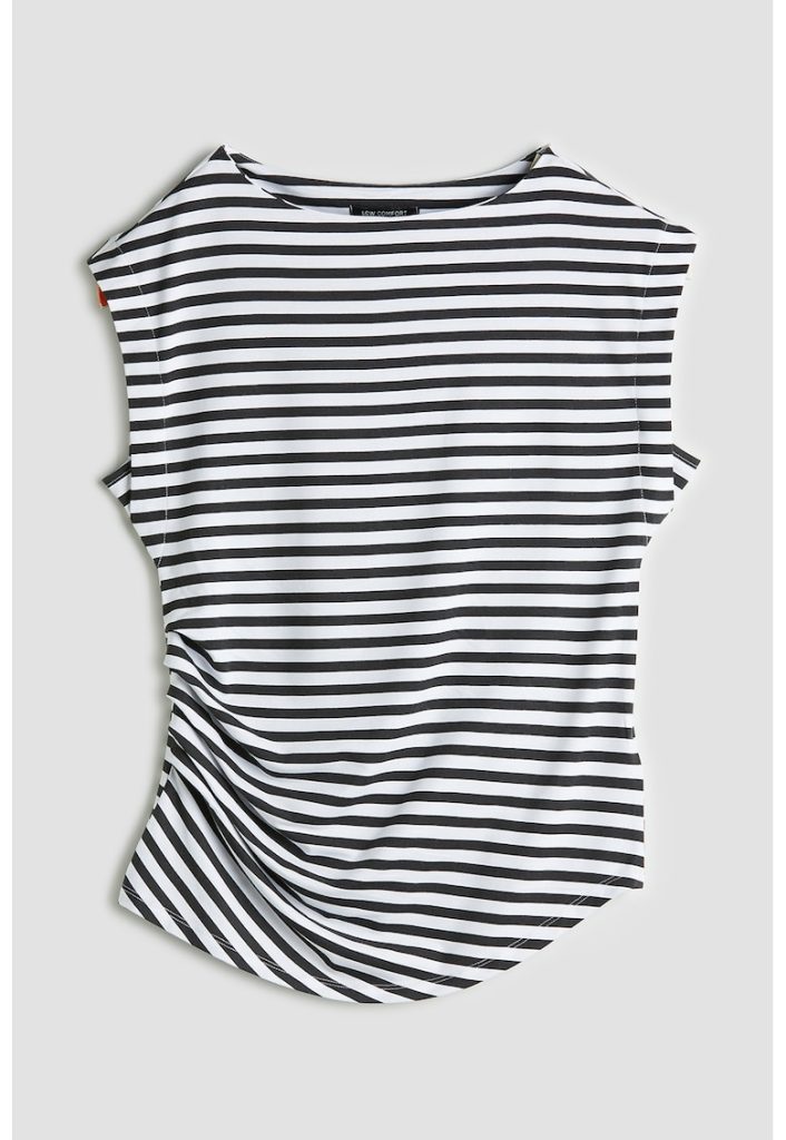 Tricou asimetric cu model in dungi-FEMEI/IMBRACAMINTE/Tricouri si maiouri-IMBRACAMINTE/Tricouri si maiouri