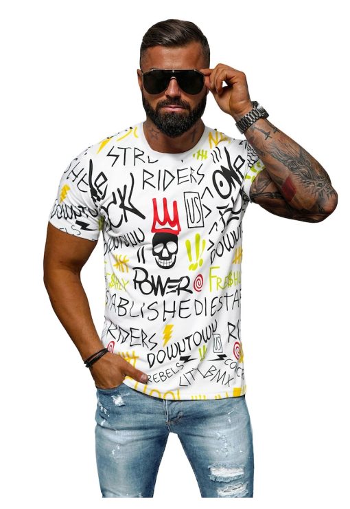 Tricou barbati cu imprimeu Fowl alb-BARBATI/IMBRACAMINTE/Tricouri si maiouri-IMBRACAMINTE/Tricouri si maiouri