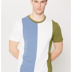 Tricou colorblock cu decolteu la baza gatului-BARBATI/IMBRACAMINTE/Tricouri si maiouri-IMBRACAMINTE/Tricouri si maiouri