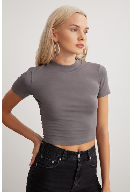 Tricou crop de bumbac-FEMEI/IMBRACAMINTE/Tricouri si maiouri-IMBRACAMINTE/Tricouri si maiouri