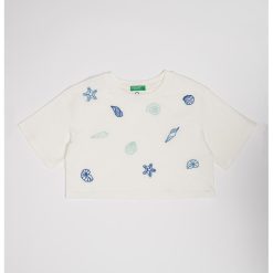 Tricou crop din bumbac-FETE/IMBRACAMINTE/Tricouri si maiouri-IMBRACAMINTE/Tricouri si maiouri