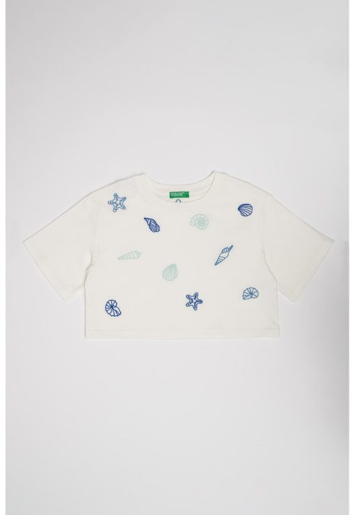 Tricou crop din bumbac-FETE/IMBRACAMINTE/Tricouri si maiouri-IMBRACAMINTE/Tricouri si maiouri