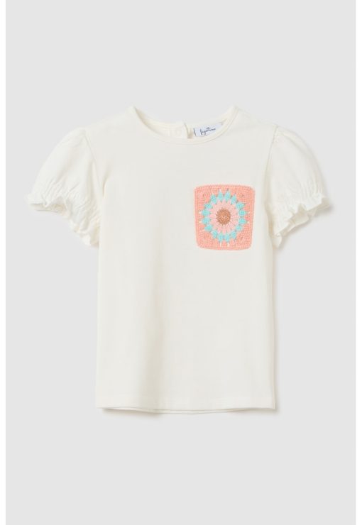Tricou cu aplicatie crosetata-FETE/IMBRACAMINTE/Tricouri si maiouri-IMBRACAMINTE/Tricouri si maiouri