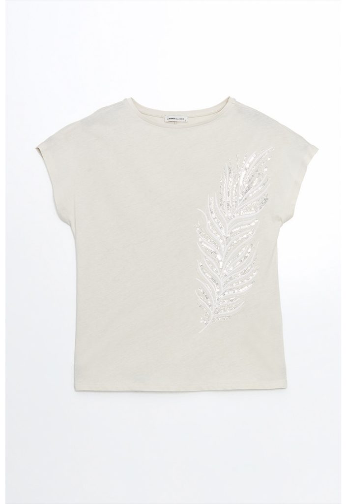 Tricou cu aplicatii cu paiete-FEMEI/IMBRACAMINTE/Tricouri si maiouri-IMBRACAMINTE/Tricouri si maiouri