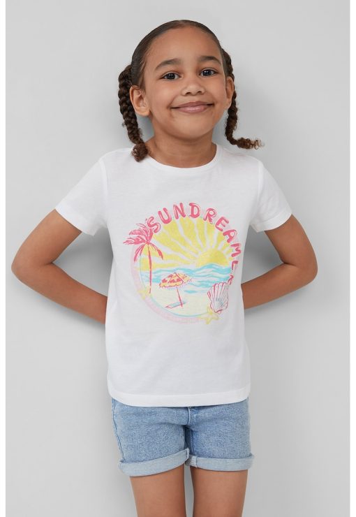 Tricou cu decolteu la baza gatului - model grafic si imprimeu text-FETE/IMBRACAMINTE/Tricouri si maiouri-IMBRACAMINTE/Tricouri si maiouri