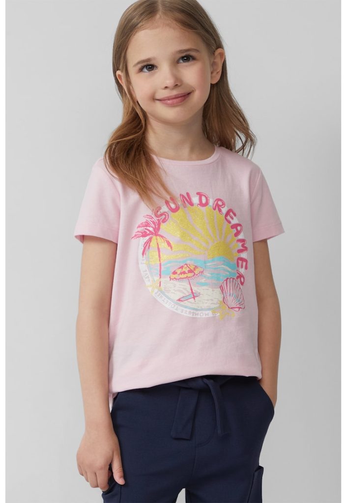 Tricou cu decolteu la baza gatului - model grafic si imprimeu text-FETE/IMBRACAMINTE/Tricouri si maiouri-IMBRACAMINTE/Tricouri si maiouri