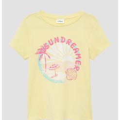 Tricou cu decolteu la baza gatului - model grafic si imprimeu text-FETE/IMBRACAMINTE/Tricouri si maiouri-IMBRACAMINTE/Tricouri si maiouri