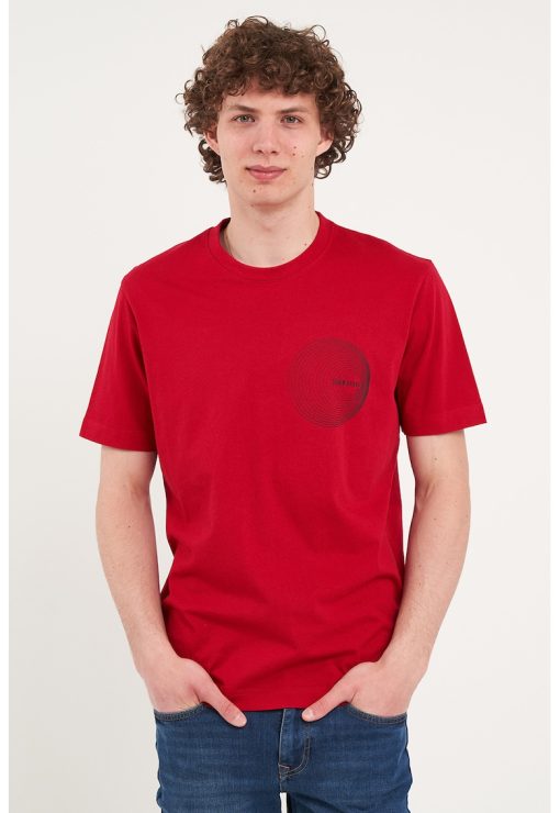 Tricou cu decolteu la baza gatului si imprimeu grafic-BARBATI/IMBRACAMINTE/Tricouri si maiouri-IMBRACAMINTE/Tricouri si maiouri