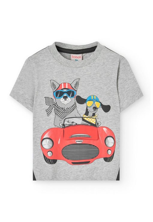 Tricou cu decolteu la baza gatului si imprimeu grafic-BAIETI/IMBRACAMINTE/Tricouri si maiouri-IMBRACAMINTE/Tricouri si maiouri