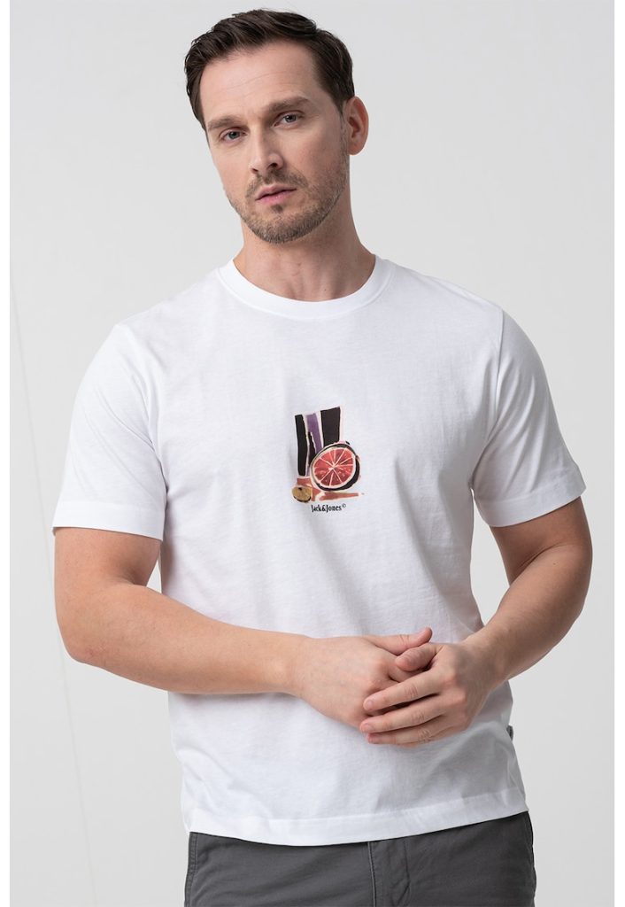 Tricou cu decolteu la baza gatului si imprimeu grafic Varenna-BARBATI/IMBRACAMINTE/Tricouri si maiouri-IMBRACAMINTE/Tricouri si maiouri
