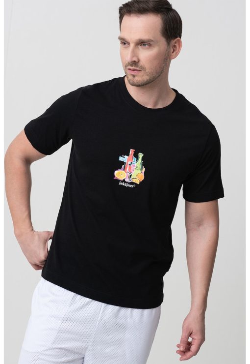 Tricou cu decolteu la baza gatului si imprimeu grafic Varenna-BARBATI/IMBRACAMINTE/Tricouri si maiouri-IMBRACAMINTE/Tricouri si maiouri