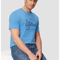 Tricou cu decolteu la baza gatului si imprimeu logo-BARBATI/IMBRACAMINTE/Tricouri si maiouri-IMBRACAMINTE/Tricouri si maiouri