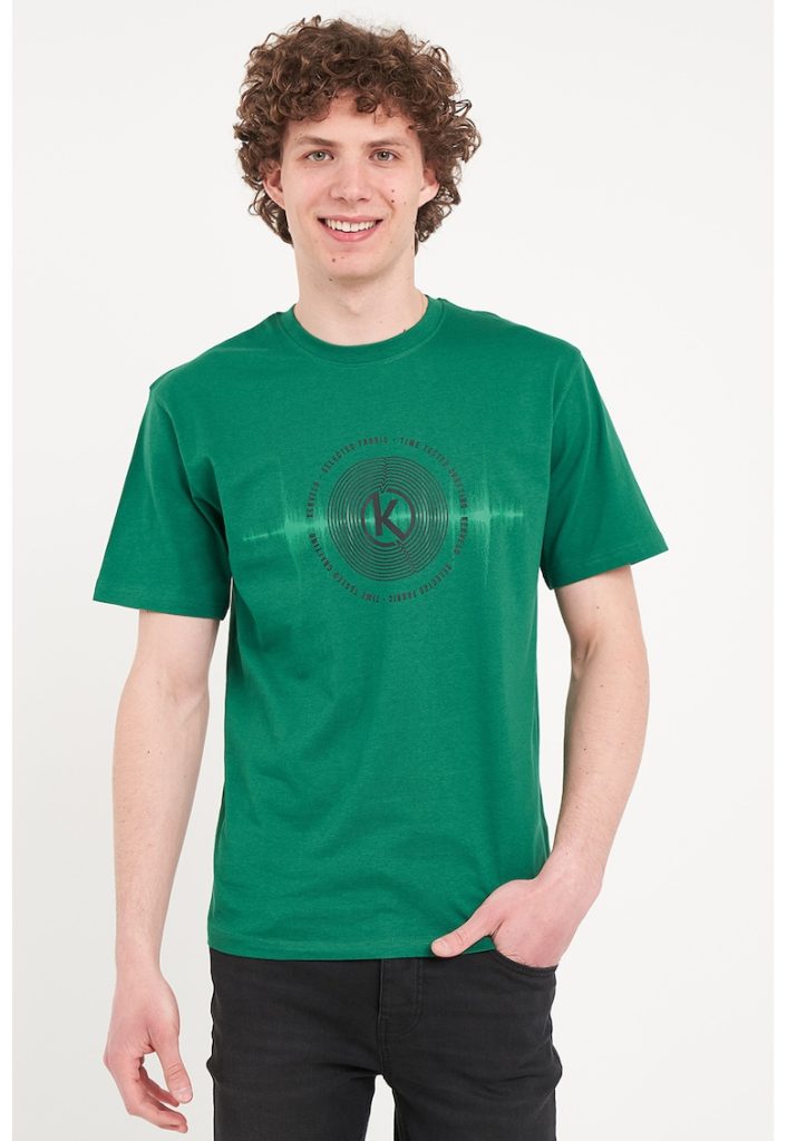 Tricou cu decolteu la baza gatului si imprimeu logo-BARBATI/IMBRACAMINTE/Tricouri si maiouri-IMBRACAMINTE/Tricouri si maiouri