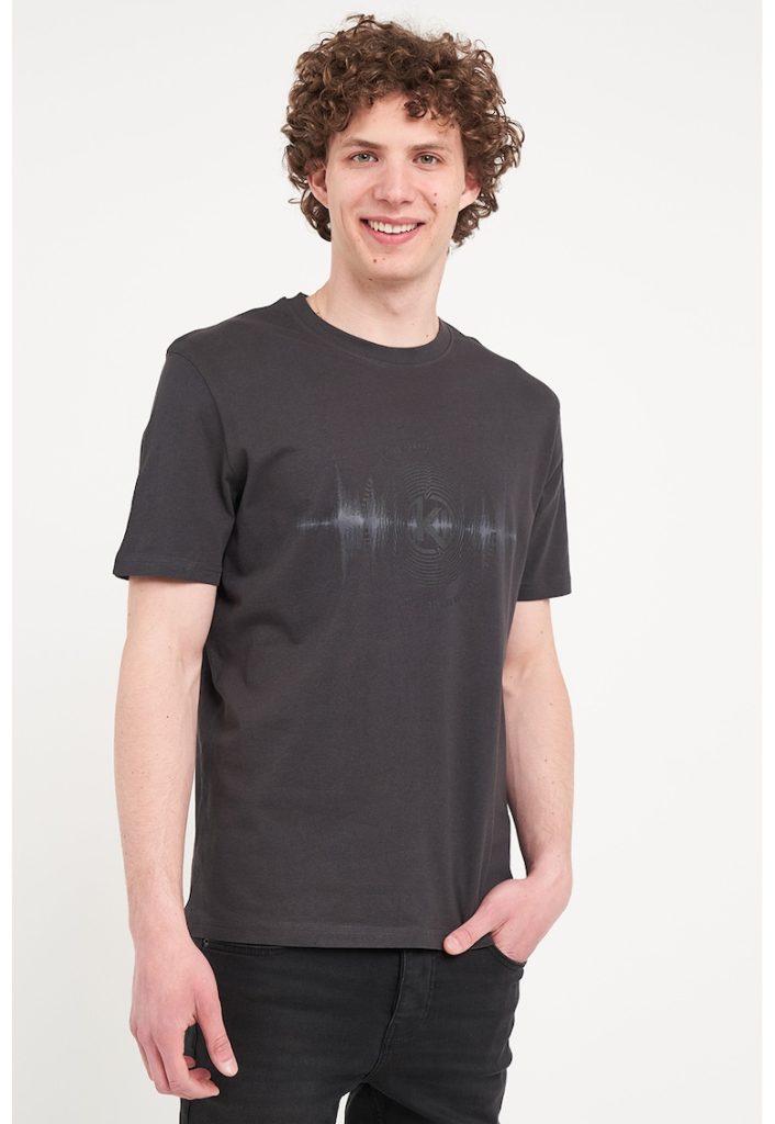 Tricou cu decolteu la baza gatului si imprimeu logo-BARBATI/IMBRACAMINTE/Tricouri si maiouri-IMBRACAMINTE/Tricouri si maiouri