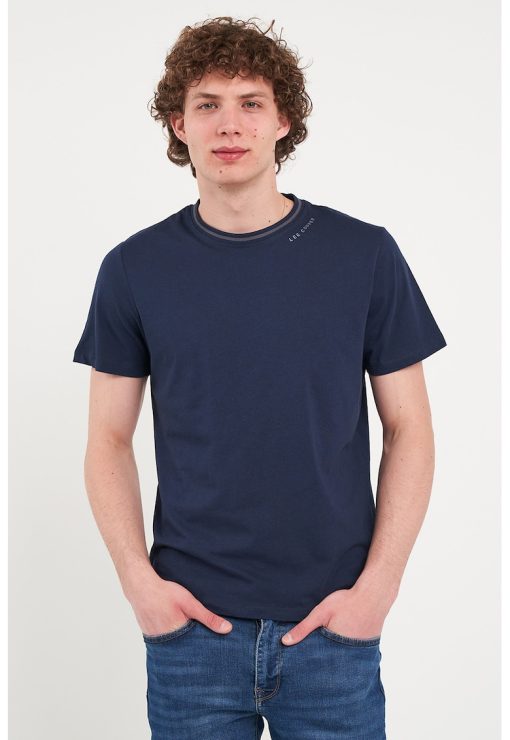 Tricou cu decolteu la baza gatului si imprimeu logo discret-BARBATI/IMBRACAMINTE/Tricouri si maiouri-IMBRACAMINTE/Tricouri si maiouri