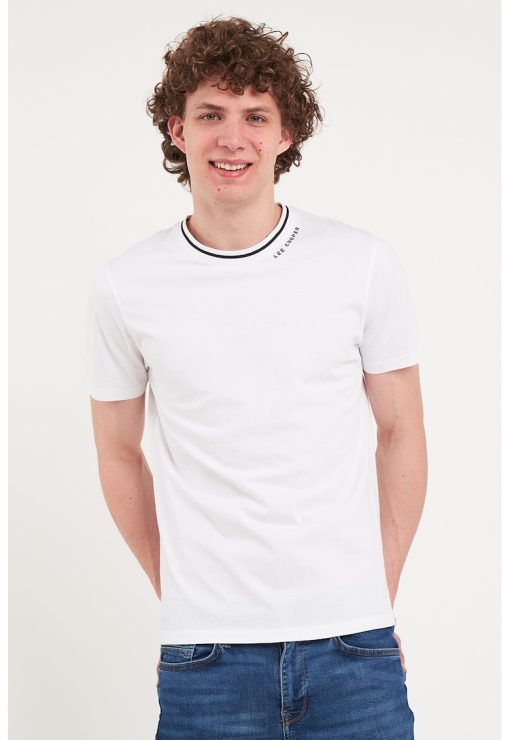 Tricou cu decolteu la baza gatului si imprimeu logo discret-BARBATI/IMBRACAMINTE/Tricouri si maiouri-IMBRACAMINTE/Tricouri si maiouri