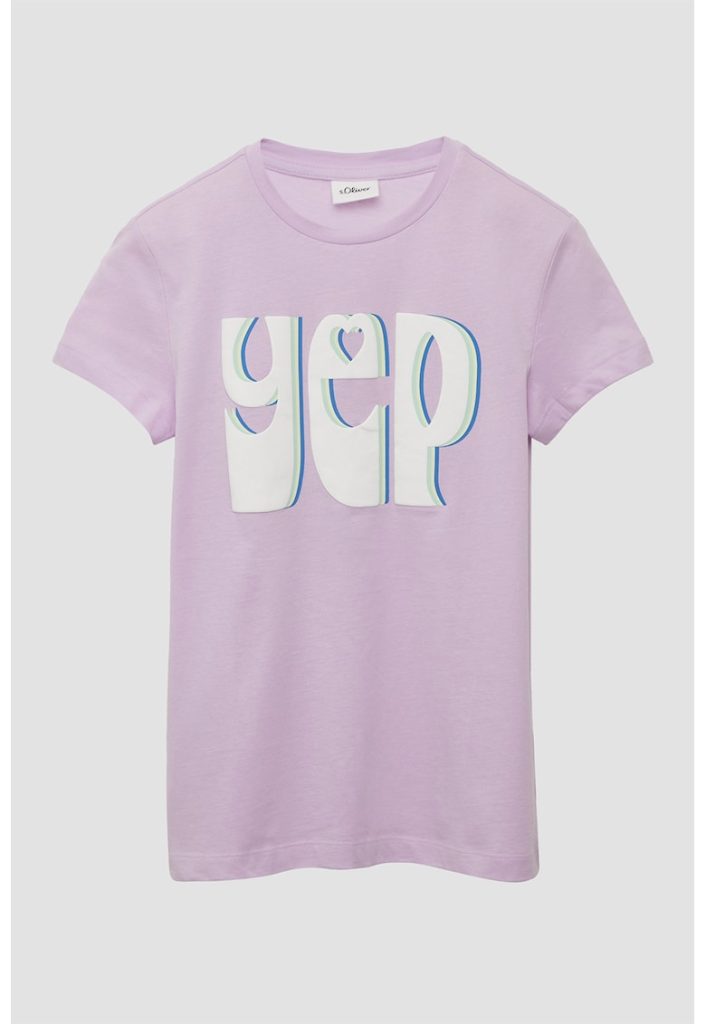 Tricou cu decolteu la baza gatului si imprimeu text-FETE/IMBRACAMINTE/Tricouri si maiouri-IMBRACAMINTE/Tricouri si maiouri