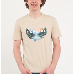 Tricou cu decolteu la baza gatului si model grafic-BARBATI/IMBRACAMINTE/Tricouri si maiouri-IMBRACAMINTE/Tricouri si maiouri