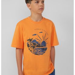 Tricou cu imprimeu grafic si decolteu la baza gatului-BAIETI/IMBRACAMINTE/Tricouri si maiouri-IMBRACAMINTE/Tricouri si maiouri