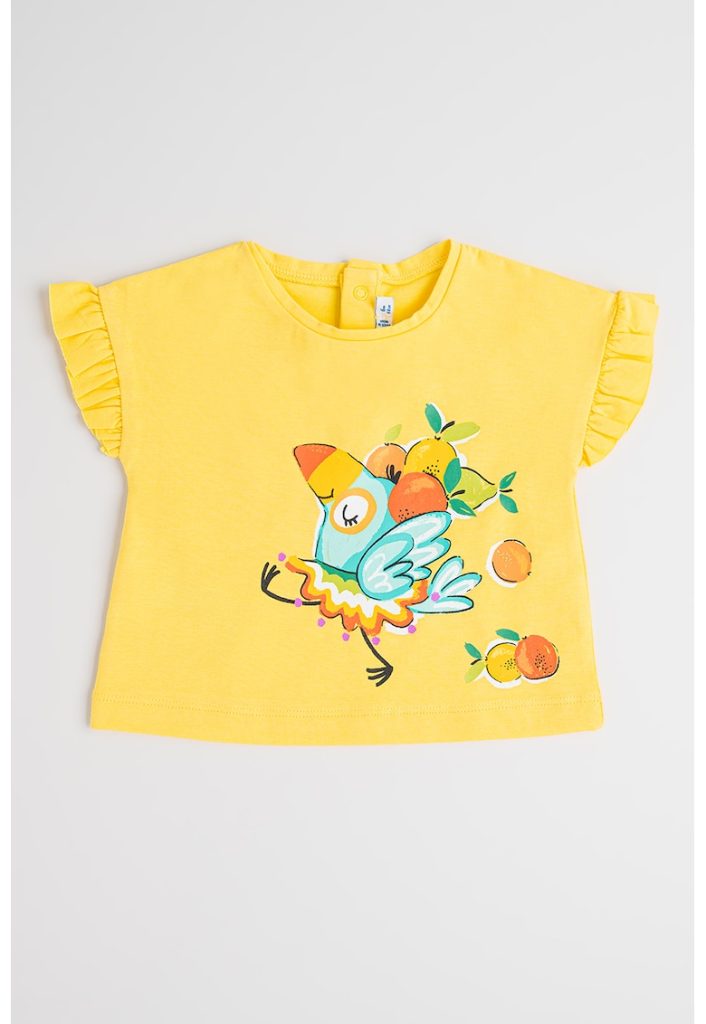 Tricou cu imprimeu si maneci cu volane-FETE/IMBRACAMINTE/Tricouri si maiouri-IMBRACAMINTE/Tricouri si maiouri