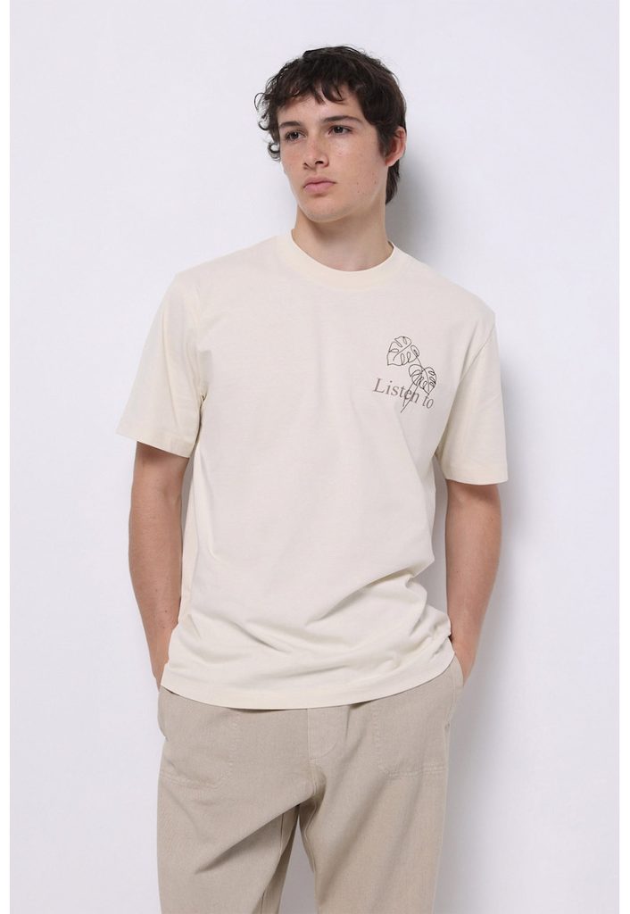 Tricou cu imprimeu text pe partea din spate-BARBATI/IMBRACAMINTE/Tricouri si maiouri-IMBRACAMINTE/Tricouri si maiouri