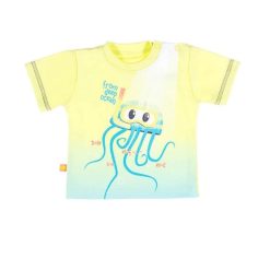 Tricou cu model caracatita -  - Summer Time - Galben si Turcoaz - pentru baieti-BAIETI/IMBRACAMINTE/Tricouri si maiouri-IMBRACAMINTE/Tricouri si maiouri